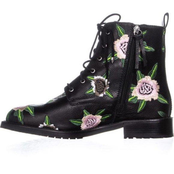 Rebecca Minkoff Black Floral Combat Boots - Picture 7 of 7